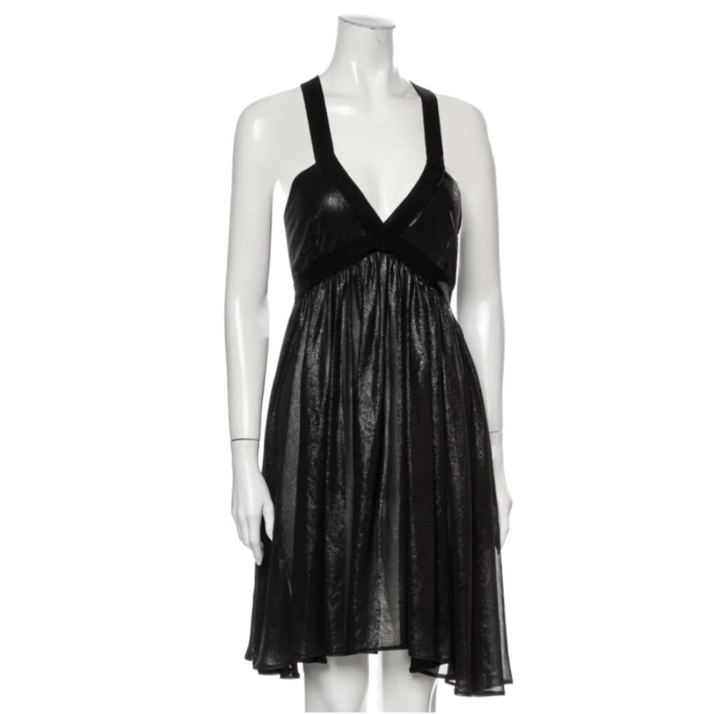 Nanushka V Neck Mini Black Dress